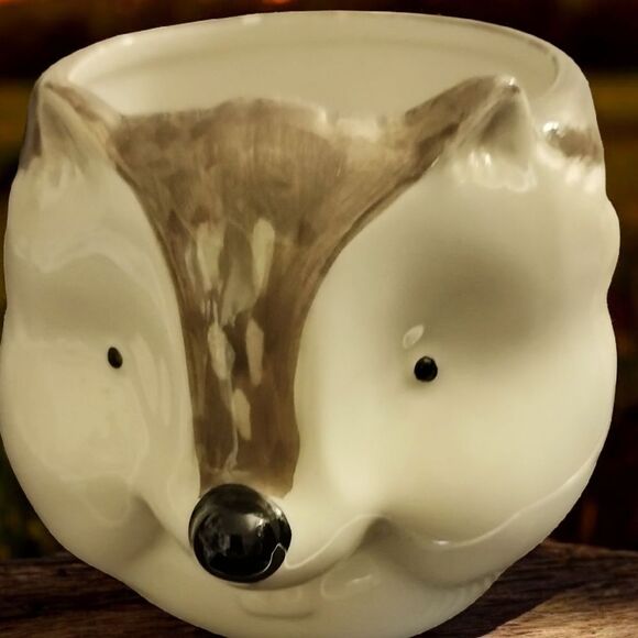 MUG/PLANTER HEDGEHOG/BADGER MUG/PLANTER by PIER 1w Brown & White DARLING NEW! - Picture 7 of 10
